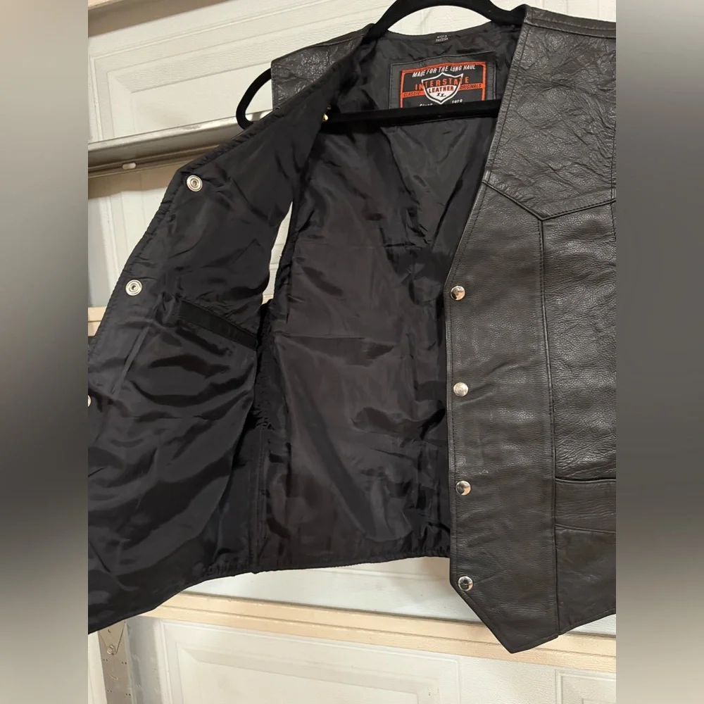American Flag Interstate Leather Black Vest